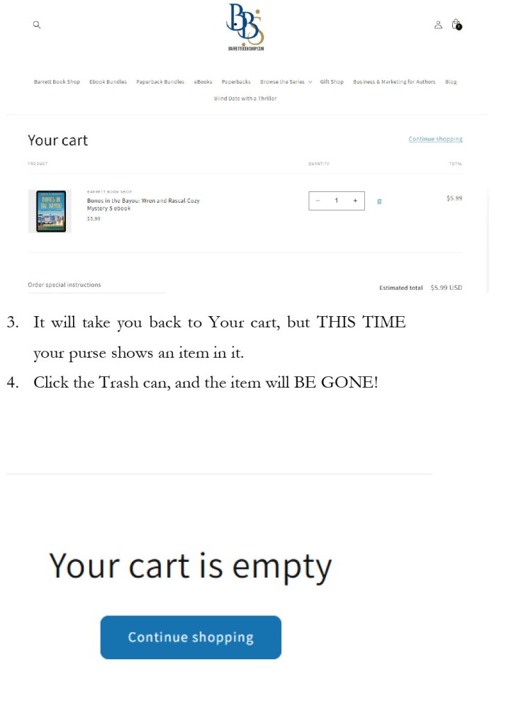 How to delete an item in shopify page 2